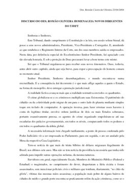 Saudação de Posse ao Presidente, Vice e Corregedor, Biênio 2004/2006