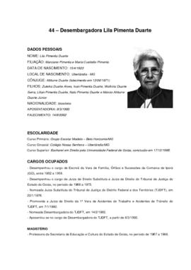 Biografia Desembargadora Lila Pimenta Duarte