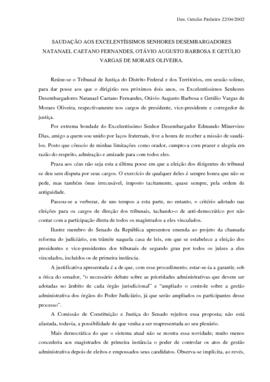 SAUDAÇÃO DE POSSE AO PRESIDENTE, VICE E CORREGEDOR, BIÊNIO 2002/2004
