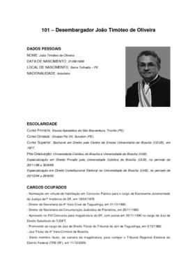 Biografia Desembargador João Timóteo de Oliveira